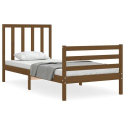 vidaXL Massivholzbett mit Kopfteil Honigbraun 100x200 cm