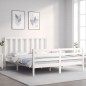 vidaXL Massivholzbett mit Kopfteil Weiß 160x200 cm vidaXL Massivholzbett mit Kopfteil Weiß 160x200 cm