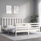 vidaXL Massivholzbett mit Kopfteil Weiß 160x200 cm vidaXL Massivholzbett mit Kopfteil Weiß 160x200 cm