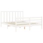 vidaXL Massivholzbett mit Kopfteil Weiß 160x200 cm vidaXL Massivholzbett mit Kopfteil Weiß 160x200 cm