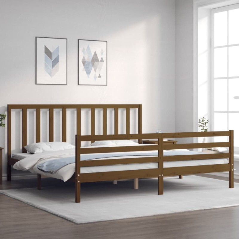 vidaXL Massivholzbett mit Kopfteil Honigbraun 200x200 cm vidaXL Massivholzbett mit Kopfteil Honigbraun 200x200 cm