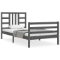 vidaXL Massivholzbett mit Kopfteil Grau 100x200 cm vidaXL Massivholzbett mit Kopfteil Grau 100x200 cm