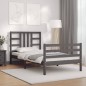 vidaXL Massivholzbett mit Kopfteil Grau 100x200 cm vidaXL Massivholzbett mit Kopfteil Grau 100x200 cm