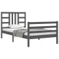 vidaXL Massivholzbett mit Kopfteil Grau 100x200 cm vidaXL Massivholzbett mit Kopfteil Grau 100x200 cm