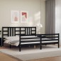 vidaXL Massivholzbett mit Kopfteil Schwarz 200x200 cm vidaXL Massivholzbett mit Kopfteil Schwarz 200x200 cm