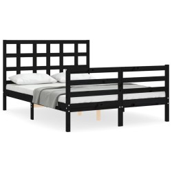 vidaXL Massivholzbett mit Kopfteil Schwarz 140x190 cm