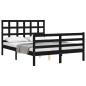 vidaXL Massivholzbett mit Kopfteil Schwarz 140x190 cm vidaXL Massivholzbett mit Kopfteil Schwarz 140x190 cm