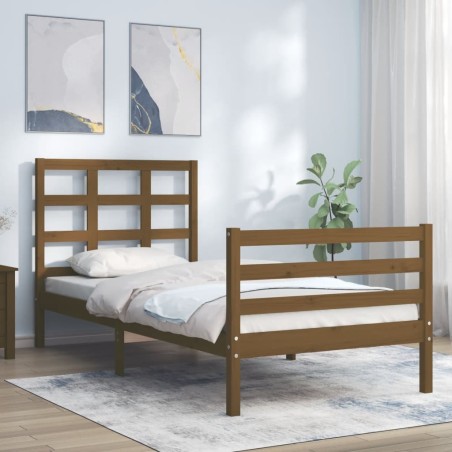 vidaXL Massivholzbett mit Kopfteil Honigbraun 100x200 cm