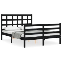 vidaXL Massivholzbett mit Kopfteil Schwarz 120x200 cm