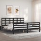 vidaXL Massivholzbett mit Kopfteil Schwarz 200x200 cm vidaXL Massivholzbett mit Kopfteil Schwarz 200x200 cm