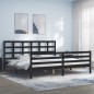 vidaXL Massivholzbett mit Kopfteil Schwarz 200x200 cm vidaXL Massivholzbett mit Kopfteil Schwarz 200x200 cm