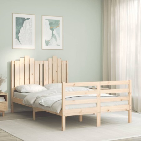 vidaXL Massivholzbett mit Kopfteil 120x200 cm