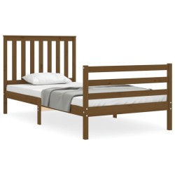 vidaXL Massivholzbett mit Kopfteil Honigbraun 100x200 cm