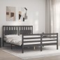 vidaXL Massivholzbett mit Kopfteil Grau 160x200 cm