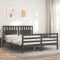 vidaXL Massivholzbett mit Kopfteil Grau 160x200 cm