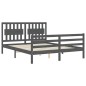 vidaXL Massivholzbett mit Kopfteil Grau 160x200 cm