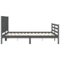 vidaXL Massivholzbett mit Kopfteil Grau 160x200 cm