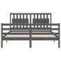 vidaXL Massivholzbett mit Kopfteil Grau 160x200 cm