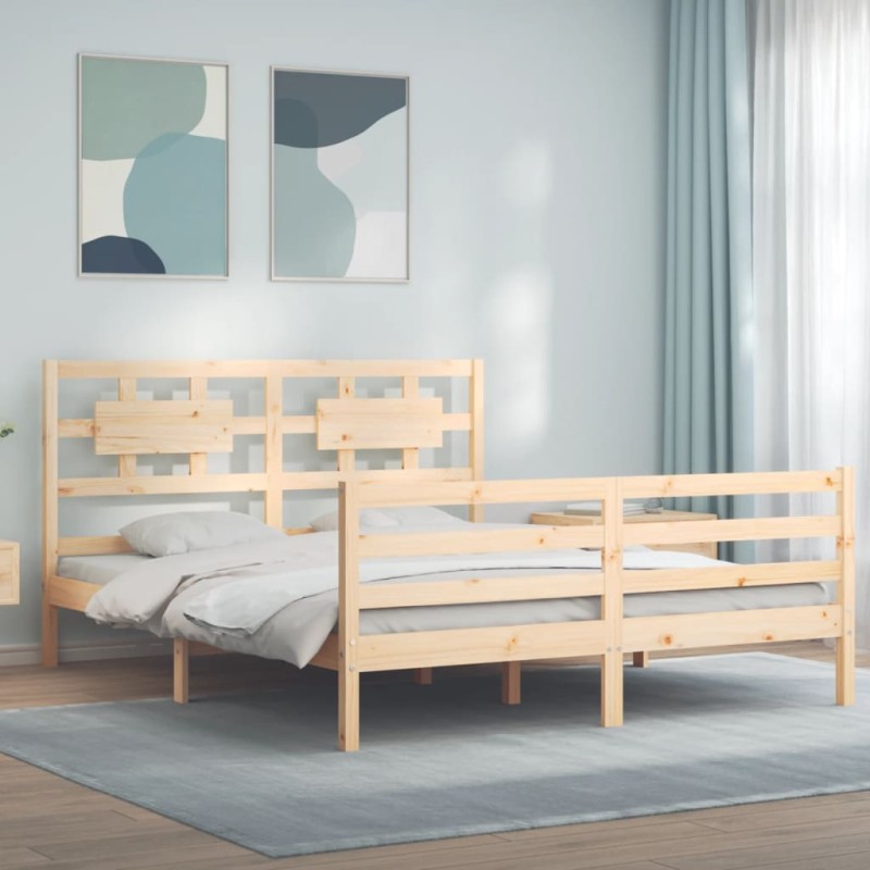 vidaXL Massivholzbett mit Kopfteil vidaXL Massivholzbett mit Kopfteil