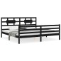 vidaXL Massivholzbett mit Kopfteil Schwarz 200x200 cm vidaXL Massivholzbett mit Kopfteil Schwarz 200x200 cm