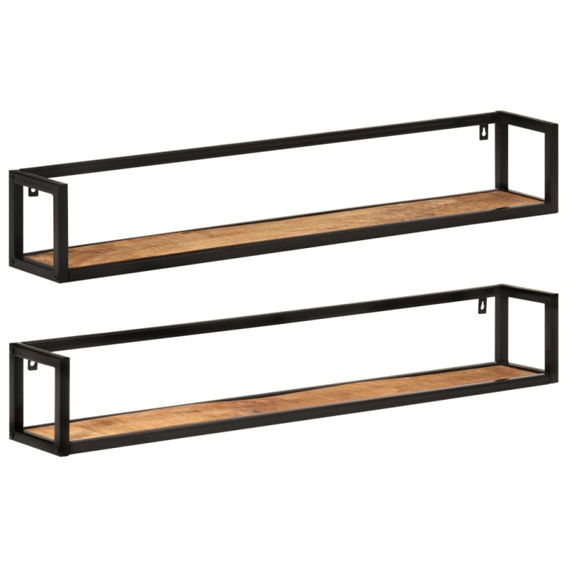 vidaXL Wandregale 2 Stk. 110x17x17 cm Massivholz Mango und Eisen vidaXL Wandregale 2 Stk. 110x17x17 cm Massivholz Mango und Eisen