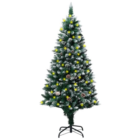 vidaXL Künstlicher Weihnachtsbaum Beschneit LEDs & Zapfen 180 cm