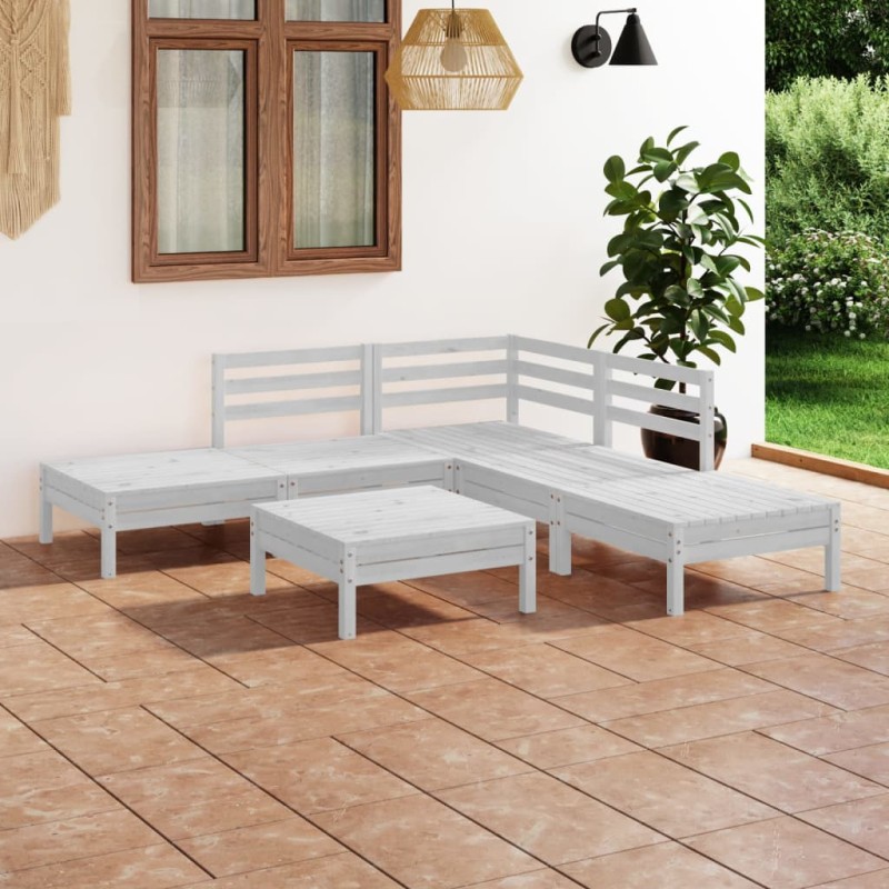 vidaXL 6-tlg. Garten-Lounge-Set Massivholz Kiefer Weiß vidaXL 6-tlg. Garten-Lounge-Set Massivholz Kiefer Weiß