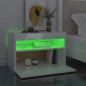 vidaXL Nachttisch mit LED-Leuchten Hochglanz-Weiß 60x35x40 cm vidaXL Nachttisch mit LED-Leuchten Hochglanz-Weiß 60x35x40 cm
