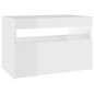 vidaXL Nachttisch mit LED-Leuchten Hochglanz-Weiß 60x35x40 cm vidaXL Nachttisch mit LED-Leuchten Hochglanz-Weiß 60x35x40 cm