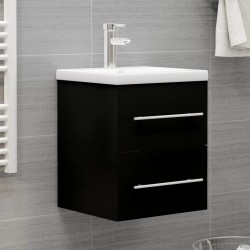 vidaXL Waschbeckenunterschrank mit Einbaubecken Schwarz Holzwerkstoff