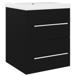 vidaXL Waschbeckenunterschrank mit Einbaubecken Schwarz Holzwerkstoff