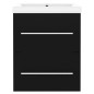 vidaXL Waschbeckenunterschrank mit Einbaubecken Schwarz Holzwerkstoff vidaXL Waschbeckenunterschrank mit Einbaubecken Schwarz Holzwerkstoff