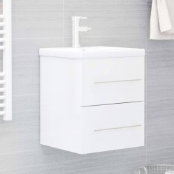 vidaXL Waschbeckenunterschrank mit Einbaubecken Hochglanz-Weiß