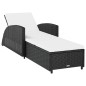 vidaXL Sonnenliege mit Cremeweißer Auflage Poly Rattan Schwarz vidaXL Sonnenliege mit Cremeweißer Auflage Poly Rattan Schwarz