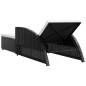 vidaXL Sonnenliege mit Cremeweißer Auflage Poly Rattan Schwarz vidaXL Sonnenliege mit Cremeweißer Auflage Poly Rattan Schwarz