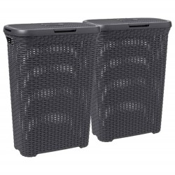 Curver Wäschekorb mit Deckel Style 2x40L Anthrazit