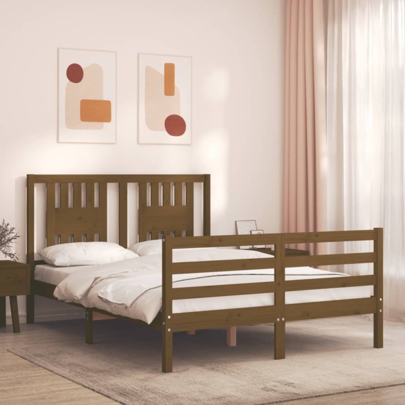 vidaXL Massivholzbett mit Kopfteil Honigbraun 120x200 cm vidaXL Massivholzbett mit Kopfteil Honigbraun 120x200 cm