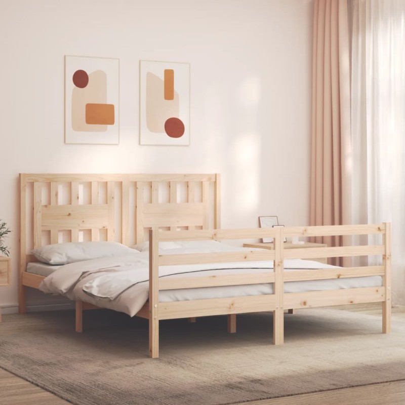 vidaXL Massivholzbett mit Kopfteil vidaXL Massivholzbett mit Kopfteil