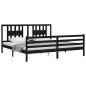 vidaXL Massivholzbett mit Kopfteil Schwarz 200x200 cm vidaXL Massivholzbett mit Kopfteil Schwarz 200x200 cm