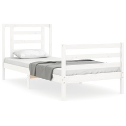 vidaXL Massivholzbett mit Kopfteil Weiß 90x200 cm