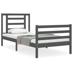 vidaXL Massivholzbett mit Kopfteil Grau 100x200 cm