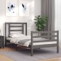vidaXL Massivholzbett mit Kopfteil Grau 100x200 cm vidaXL Massivholzbett mit Kopfteil Grau 100x200 cm