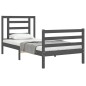 vidaXL Massivholzbett mit Kopfteil Grau 100x200 cm vidaXL Massivholzbett mit Kopfteil Grau 100x200 cm