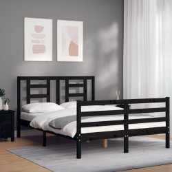 vidaXL Massivholzbett mit Kopfteil Schwarz 120x200 cm