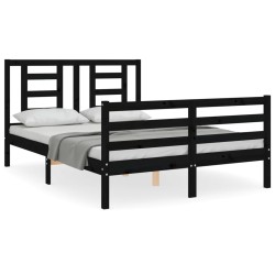 vidaXL Massivholzbett mit Kopfteil Schwarz 120x200 cm