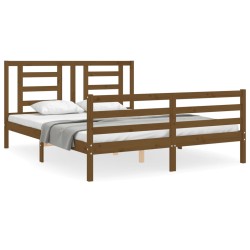 vidaXL Massivholzbett mit Kopfteil Honigbraun 160x200 cm