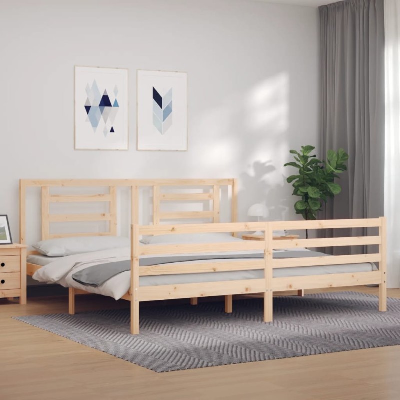 vidaXL Massivholzbett mit Kopfteil vidaXL Massivholzbett mit Kopfteil