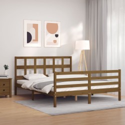 vidaXL Massivholzbett mit Kopfteil Honigbraun 160x200 cm