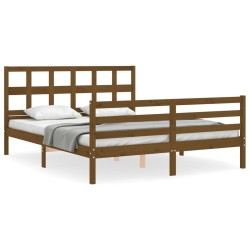 vidaXL Massivholzbett mit Kopfteil Honigbraun 160x200 cm