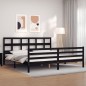 vidaXL Massivholzbett mit Kopfteil Schwarz vidaXL Massivholzbett mit Kopfteil Schwarz